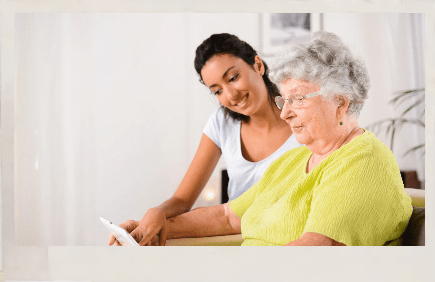 Lady assisting an elder